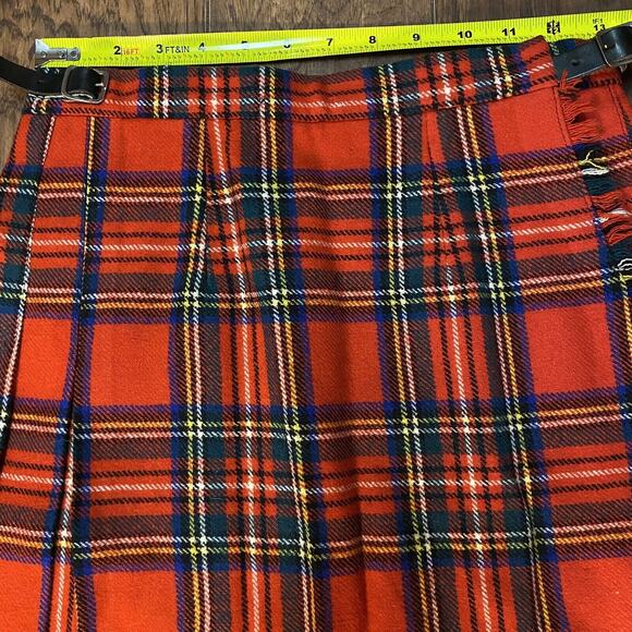 Vtg LAIRD PORTCH of SCOTLAND Red Tartan Plaid Wrap Kilt skirt 100% Wool Skirt 26 - Picture 8 of 12